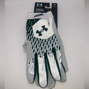 Under Armour Men's XL UA Clean Up  Baseball Batting Gloves  Green Gray NWT